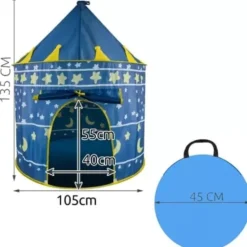 Palasttält lektält för barn marinblå 135x105 cm med bärväska