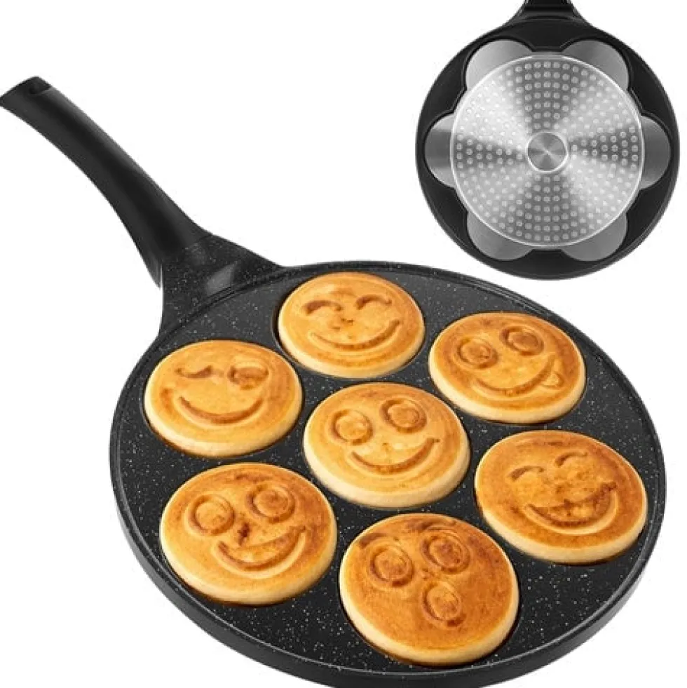 Pannkakspanna 7 hål 26,5 cm keramisk non-stick för induktion/gas/el
