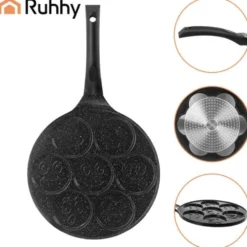 Pannkakspanna 7 hål 26,5 cm keramisk non-stick för induktion/gas/el