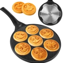 Pannkakspanna 7 hål 26,5 cm keramisk non-stick för induktion/gas/el