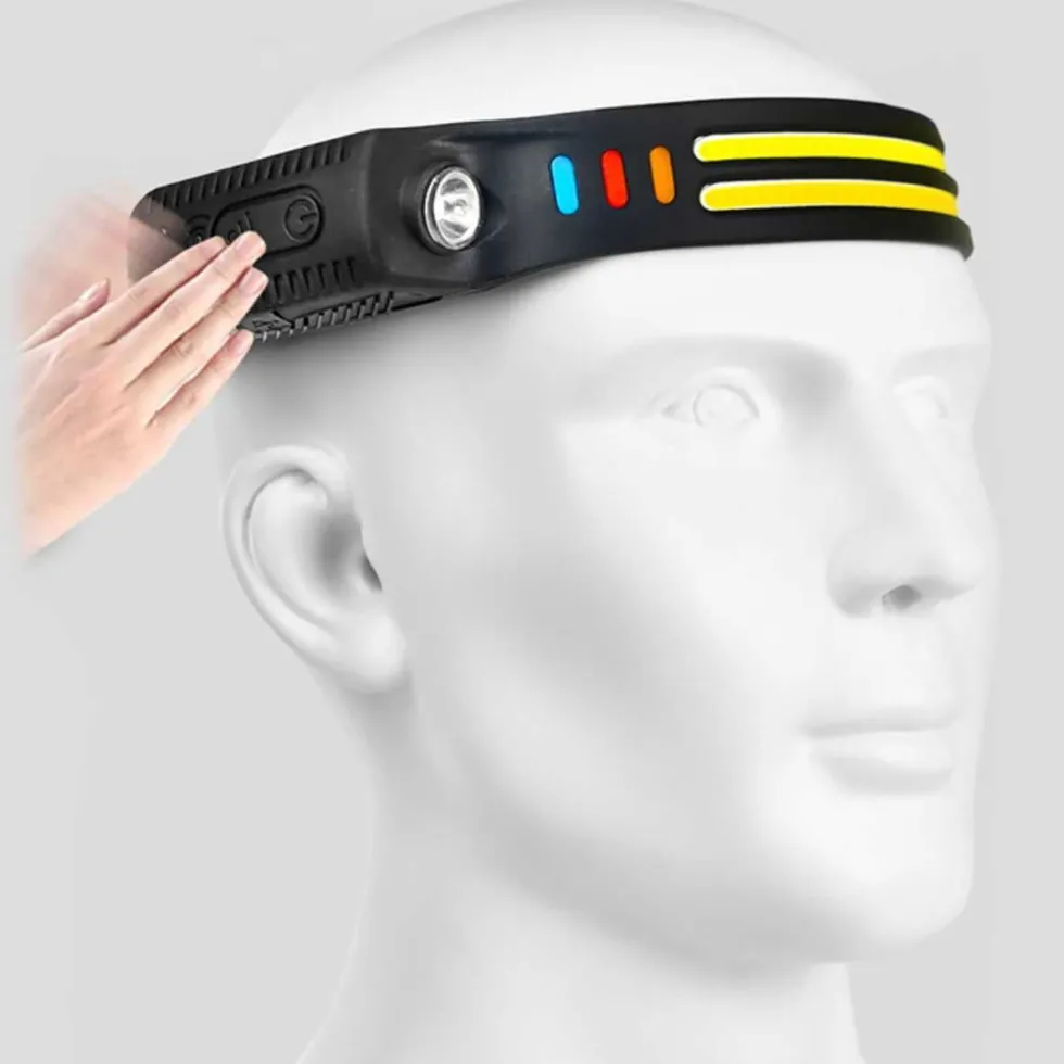 Pannlampa Dubbla LED med Rörelsesensor Löpning Lättvikt 2x COB XPE