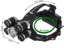 Pannlampa 5x Cree T6 LED 4 lägen 2x 6800mAh batteri med laddare