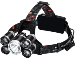 Pannlampa 5x Cree T6 LED 4 lägen 2x 6800mAh batteri med laddare