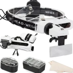 Pannlupp med LED 8 linser 1–20x svart/vit, 2 LED, universal