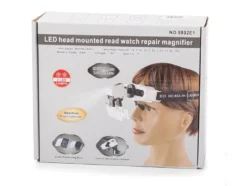 Pannlupp med LED 8 linser 1–20x svart/vit, 2 LED, universal