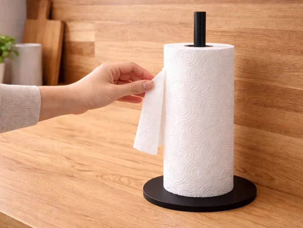 Pappershållare för hushållspapper svart metall 32 cm
