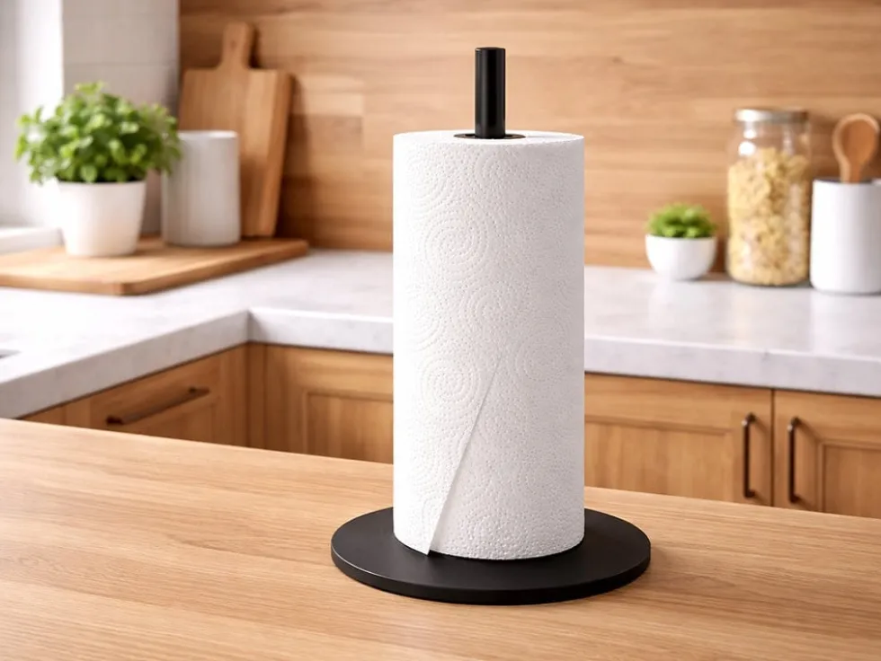 Pappershållare för hushållspapper svart metall 32 cm