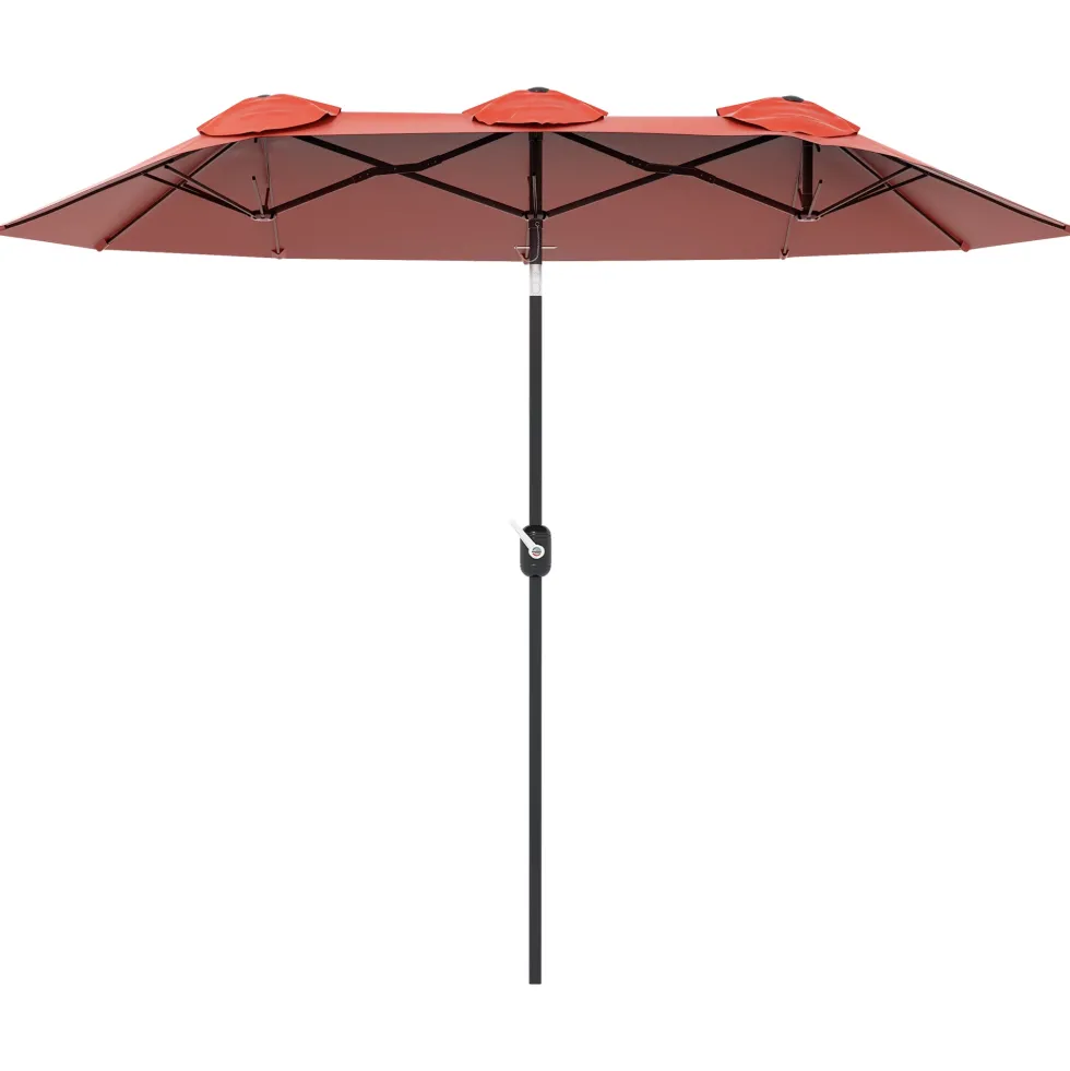 Parasoll, trädgårdsparasoll, tiltbart med vev, vindtätt, polyester, stål, vinrött, 295x152 cm