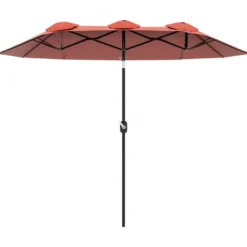 Parasoll, trädgårdsparasoll, tiltbart med vev, vindtätt, polyester, stål, vinrött, 295x152 cm