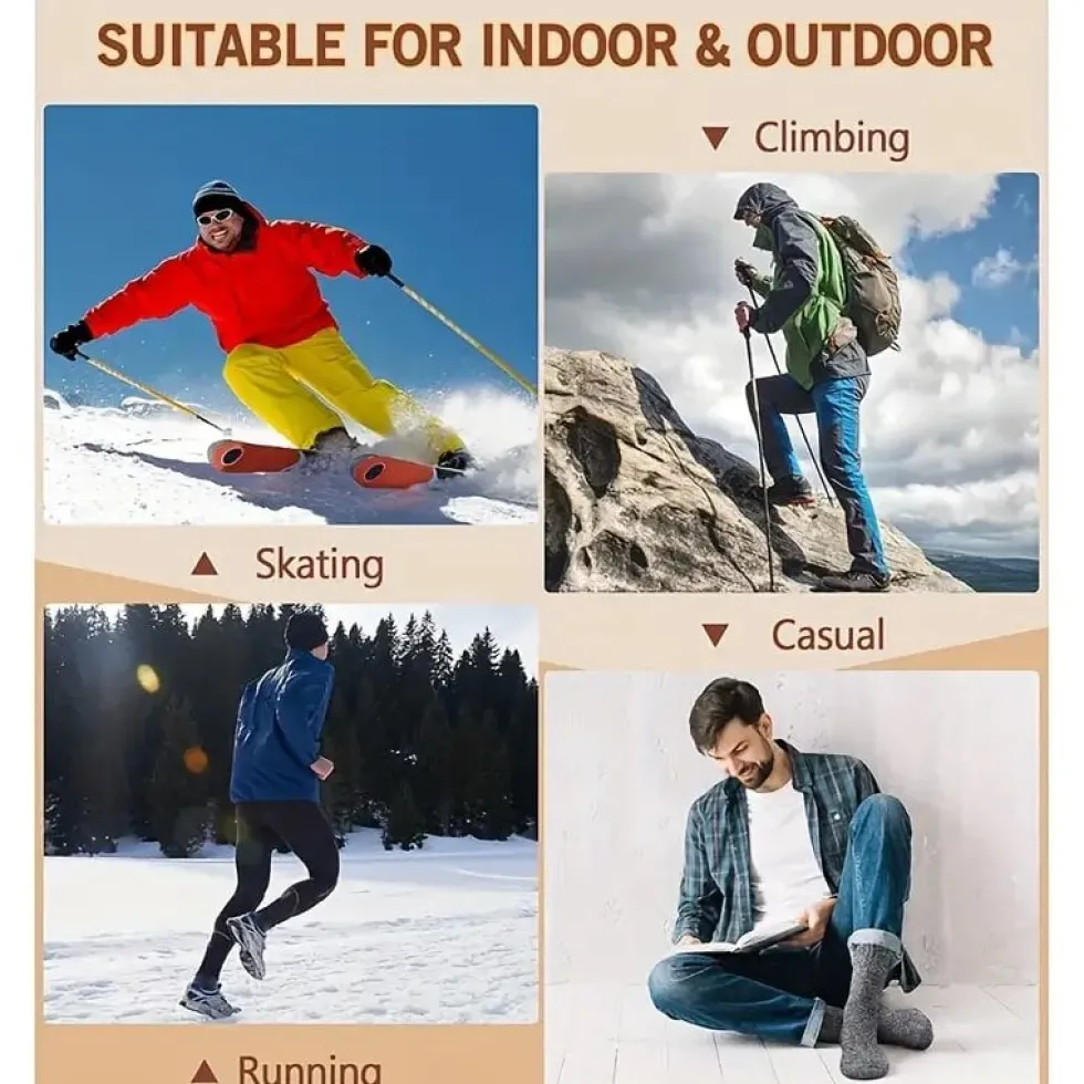 3 Paris (EU 39-44) Vinterskidstrumpor i merinoull för män och kvinnor, knähöga termiska vandrings- och snowboardstrumpor
