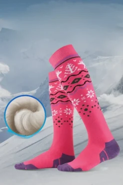 4 Paris Winter Merinoullsskidstrumpor för män och kvinnor, knähöga termiska vandrings- och snowboardstrumpor