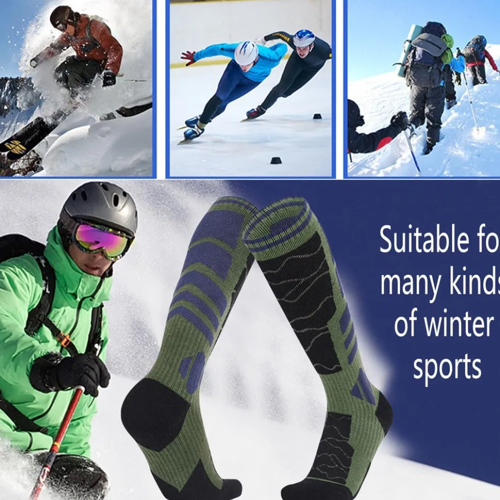 4 Paris Winter Merinoullsskidstrumpor för män, knähöga termiska vandrings- och snowboardstrumpor