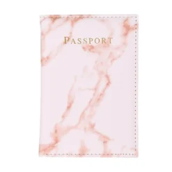 Passfodral Passhållare Rosa Marmor Skinn Läder Guld