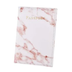 Passfodral Passhållare Rosa Marmor Skinn Läder Guld