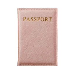 Passfodral Passhållare Rosa Skinn Läder Guld Konstläder