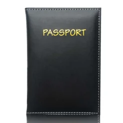 Passfodral Svart Skinn Läder Passhållare Konstläder