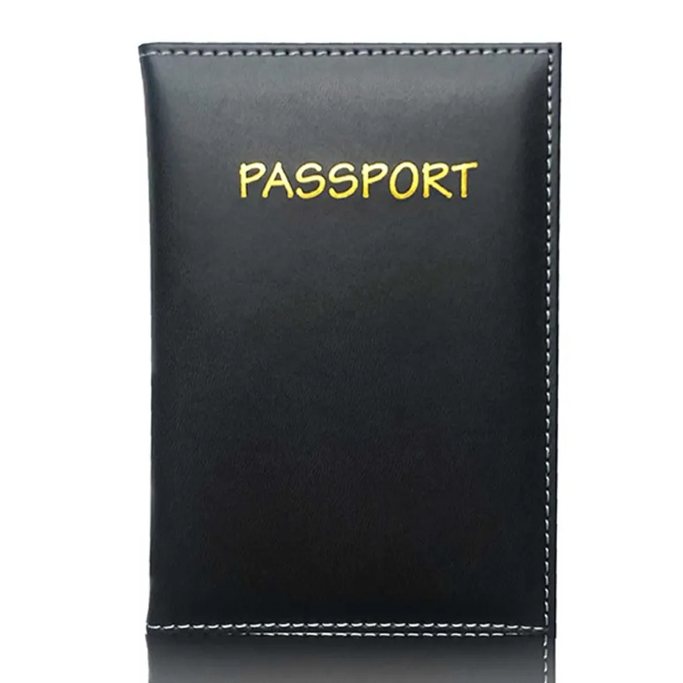 Passfodral Svart Skinn Läder Passhållare Konstläder