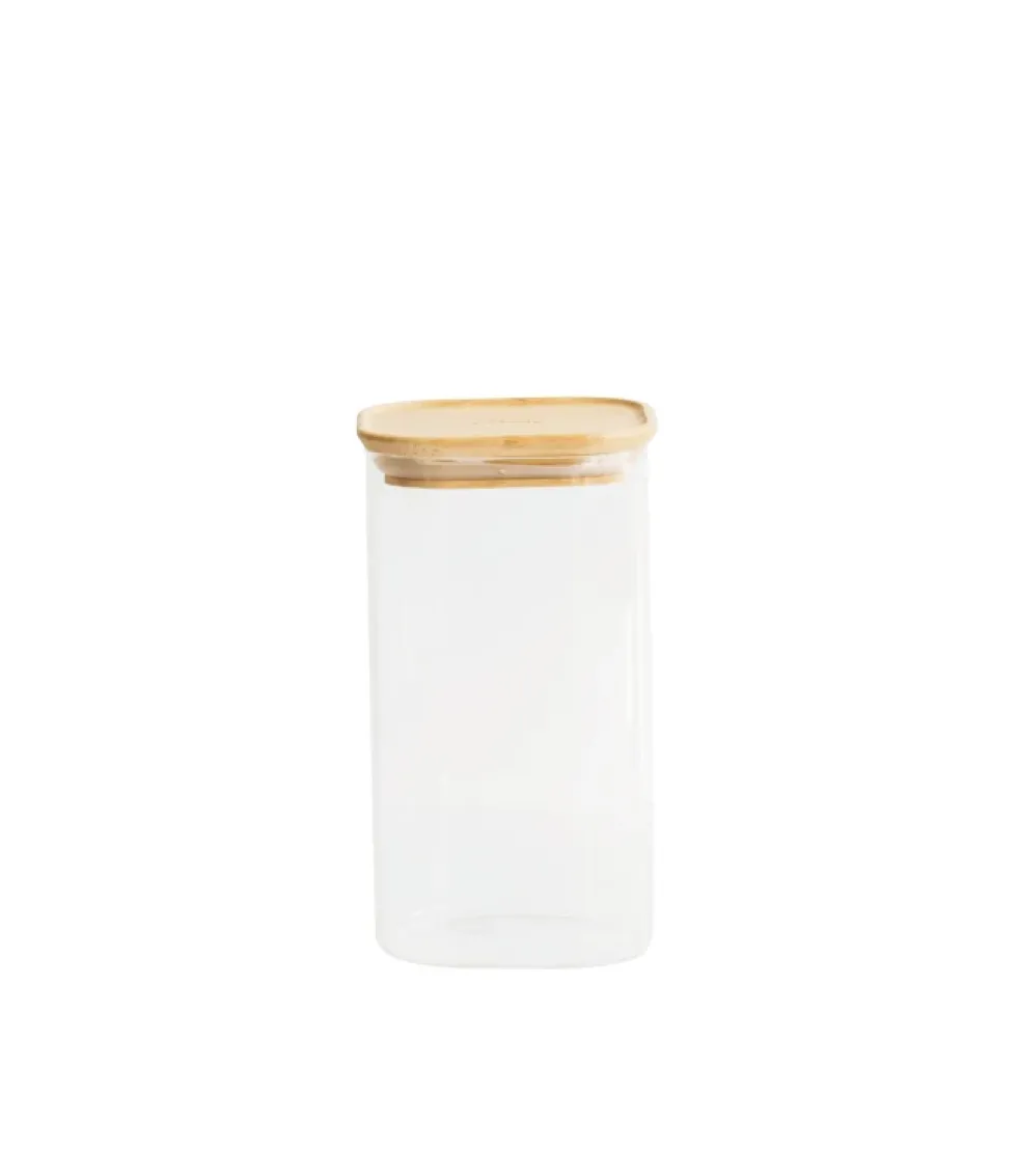 Pebbly - glasburkar med bambulock, 4 storlekar