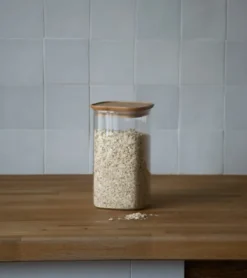 Pebbly - glasburkar med bambulock, 4 storlekar