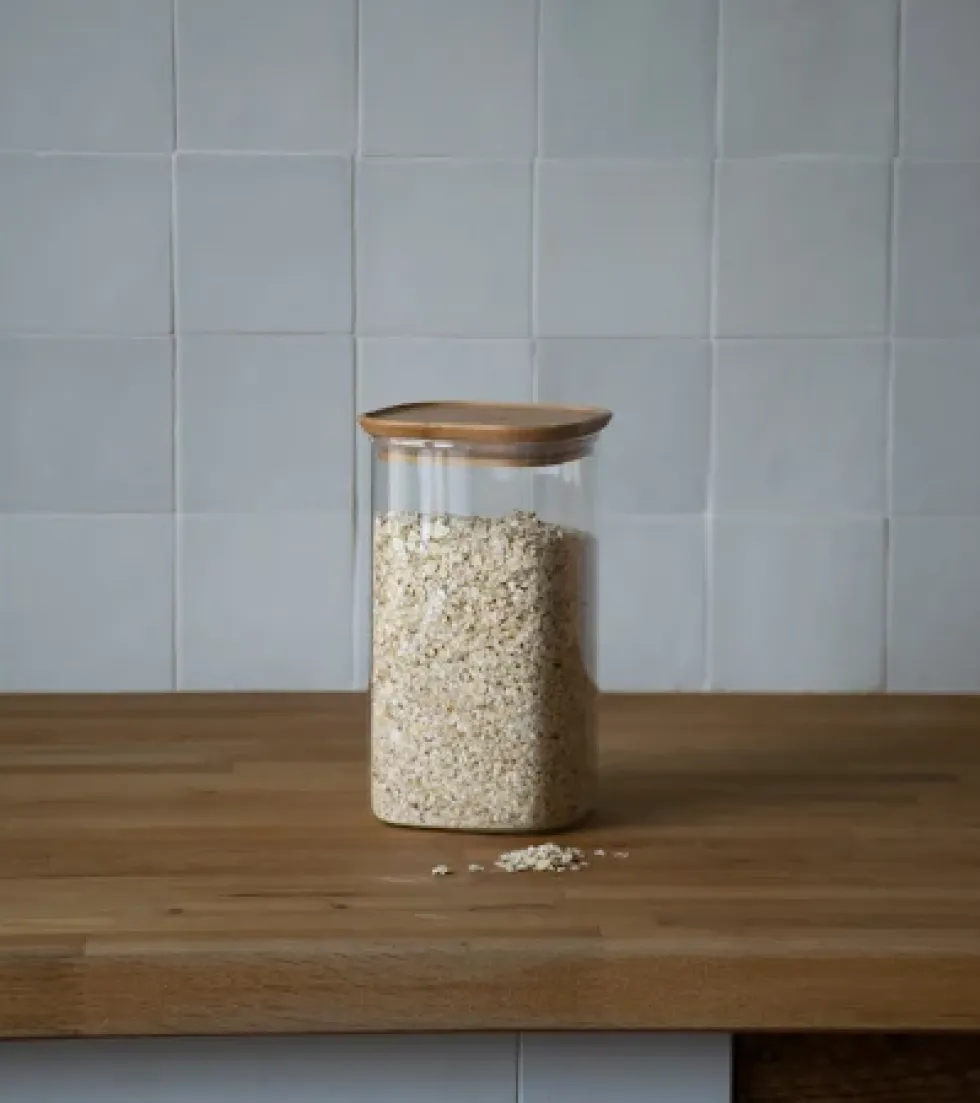 Pebbly - glasburkar med bambulock, 4 storlekar