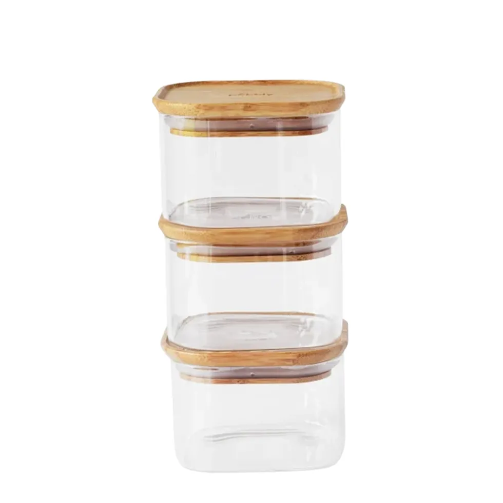 Pebbly - glasburkar med lock 500 ml, 3 delar