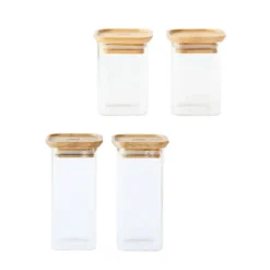Pebbly - Glasburk med bambulock 240 ml/320 ml, 2-pack