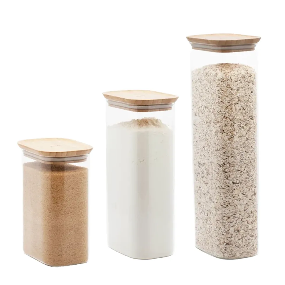 Pebbly - glasburk med lock, 3 storlekar