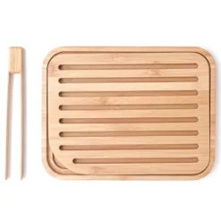 Pebbly - skärbräda med toasttång i bambu, set 26 x 20 cm