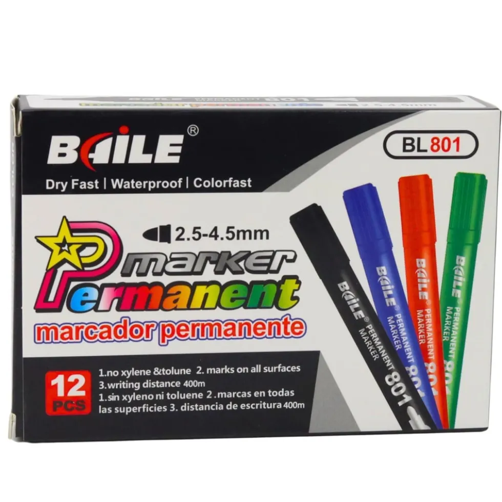 Permanent marker blå vattenfast 2,5–4,5 mm spets för plast/metal/glas