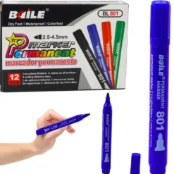 Permanent marker blå vattenfast 2,5–4,5 mm spets för plast/metal/glas
