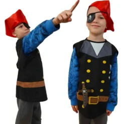 Piratkostym barn 3-8 år med ögonlapp och huvudduk polyester