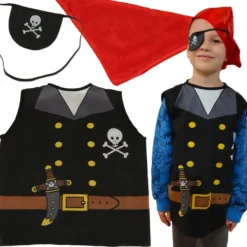 Piratkostym barn 3-8 år med ögonlapp och huvudduk polyester