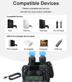 Playstation VR / PS4 Laddstation dockstation Handkontroll laddningsställ Move VR