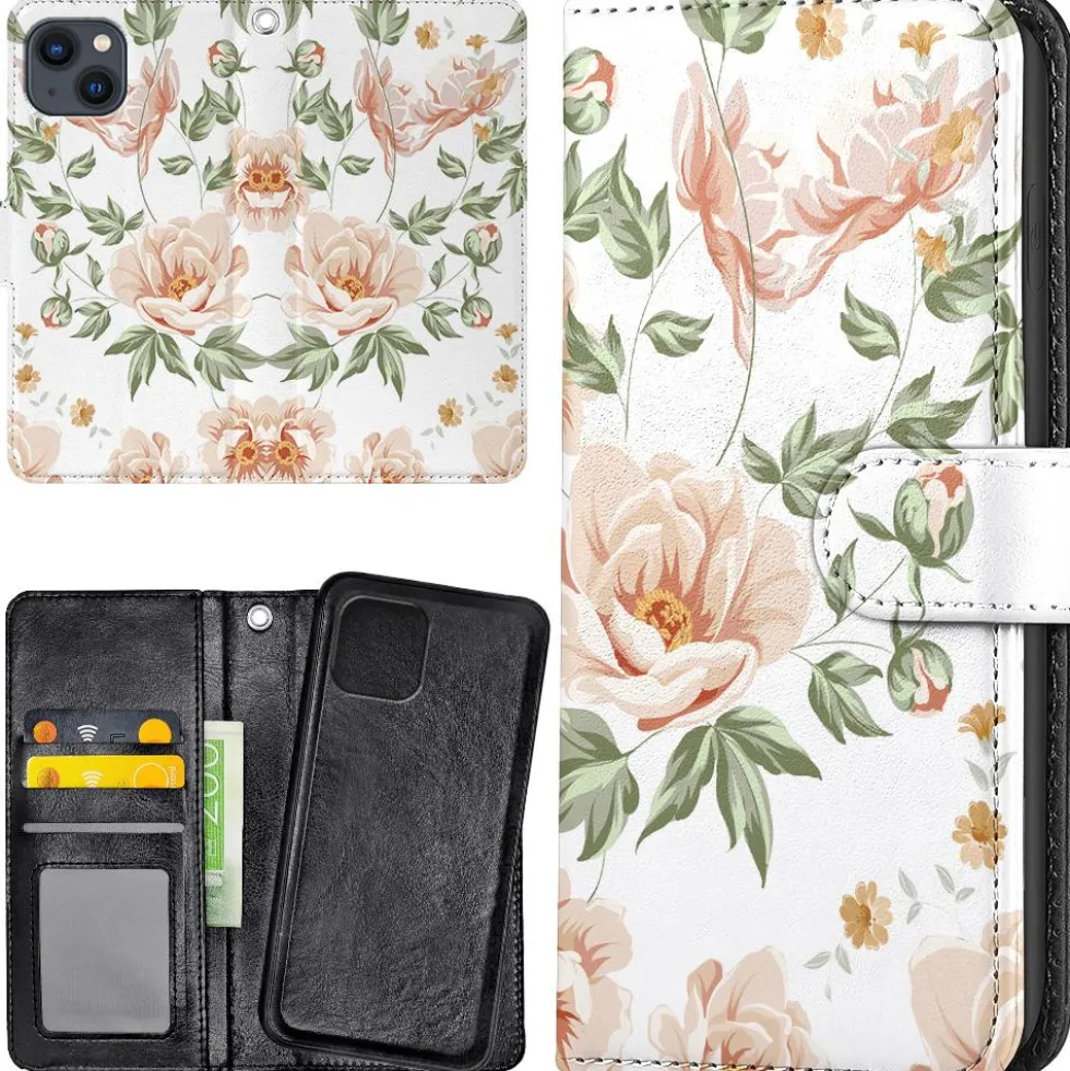 Plånboksfodral Blommönster för iPhone 13