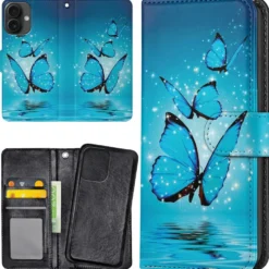 Plånboksfodral Glittrande Fjärilar för iPhone 16