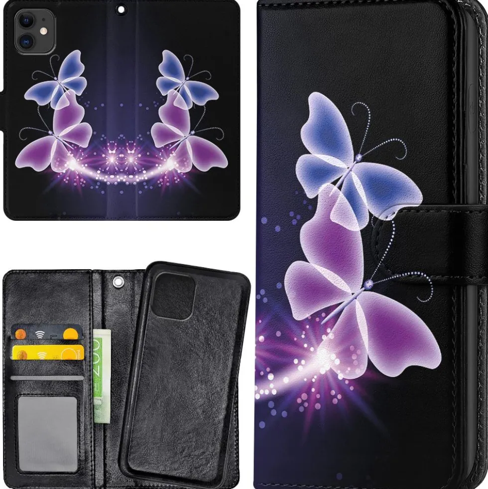 Plånboksfodral Lila Fjärilar för iPhone 12/12 Pro