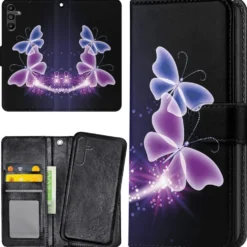 Plånboksfodral Lila Fjärilar för Samsung Galaxy A56 5G