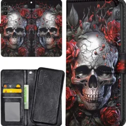 Plånboksfodral Skull Roses för Samsung Galaxy S25 FE