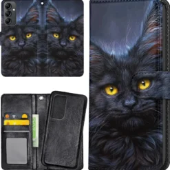 Plånboksfodral Svart Katt för Samsung Galaxy S24