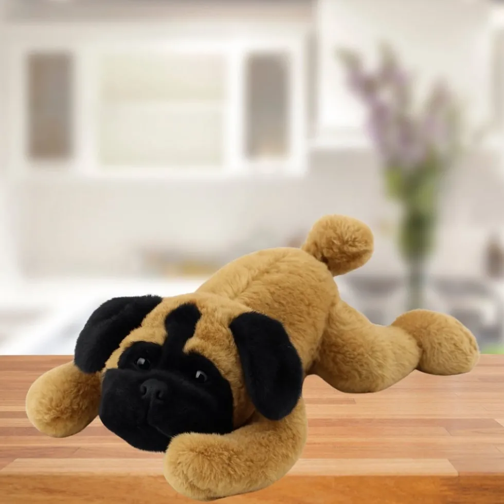 Plyschhund pugg liggande 40 cm mjuk kramdocka/kudde 40x25x13