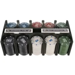 Pokerset 200 marker med spelmatta 92x58 cm, 2 kortlekar, metallbox