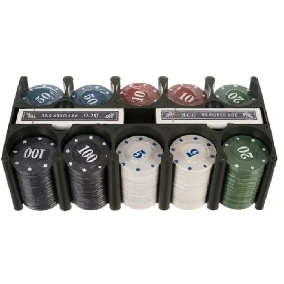 Pokerset 200 marker med spelmatta 92x58 cm, 2 kortlekar, metallbox