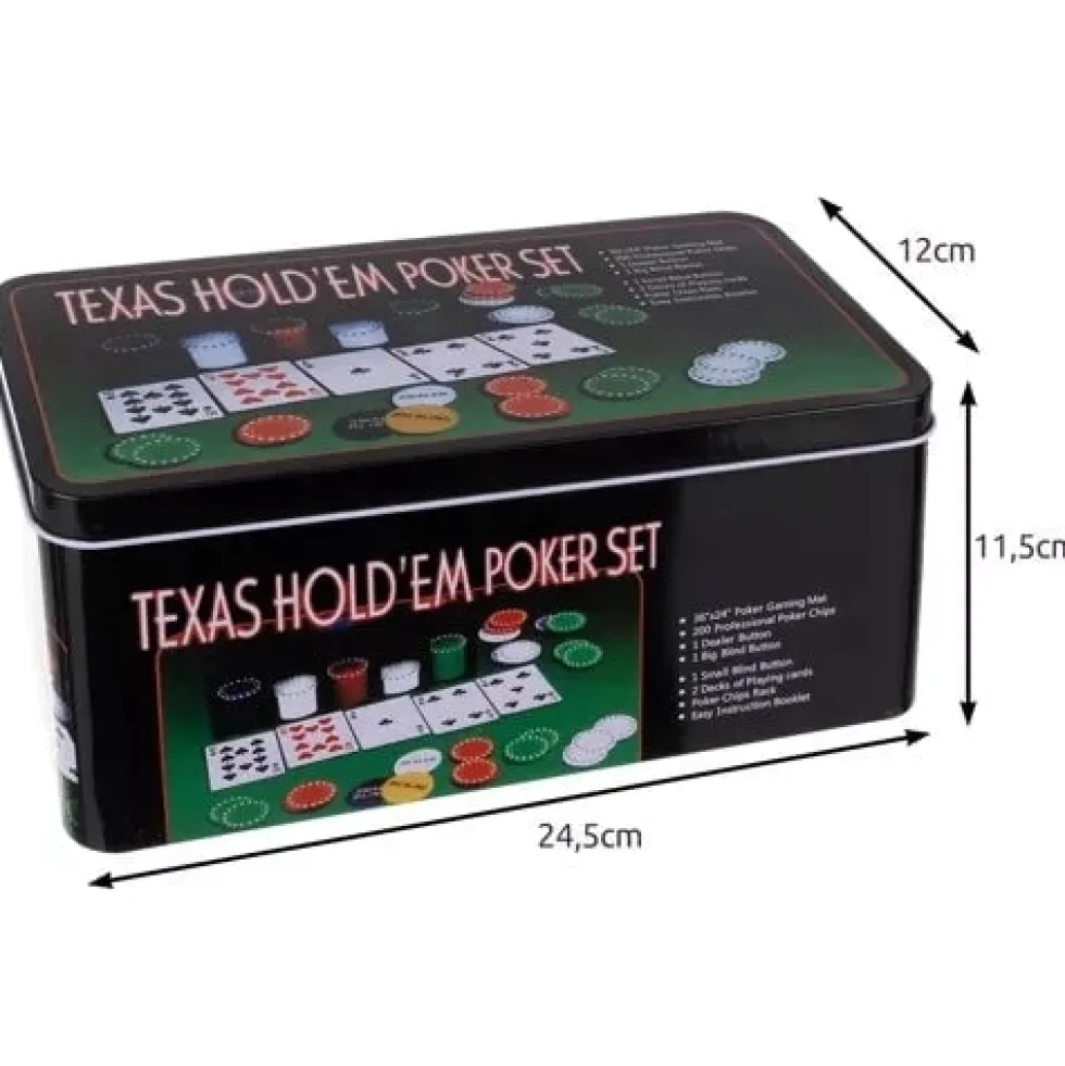 Pokerset 200 marker med spelmatta 92x58 cm, 2 kortlekar, metallbox