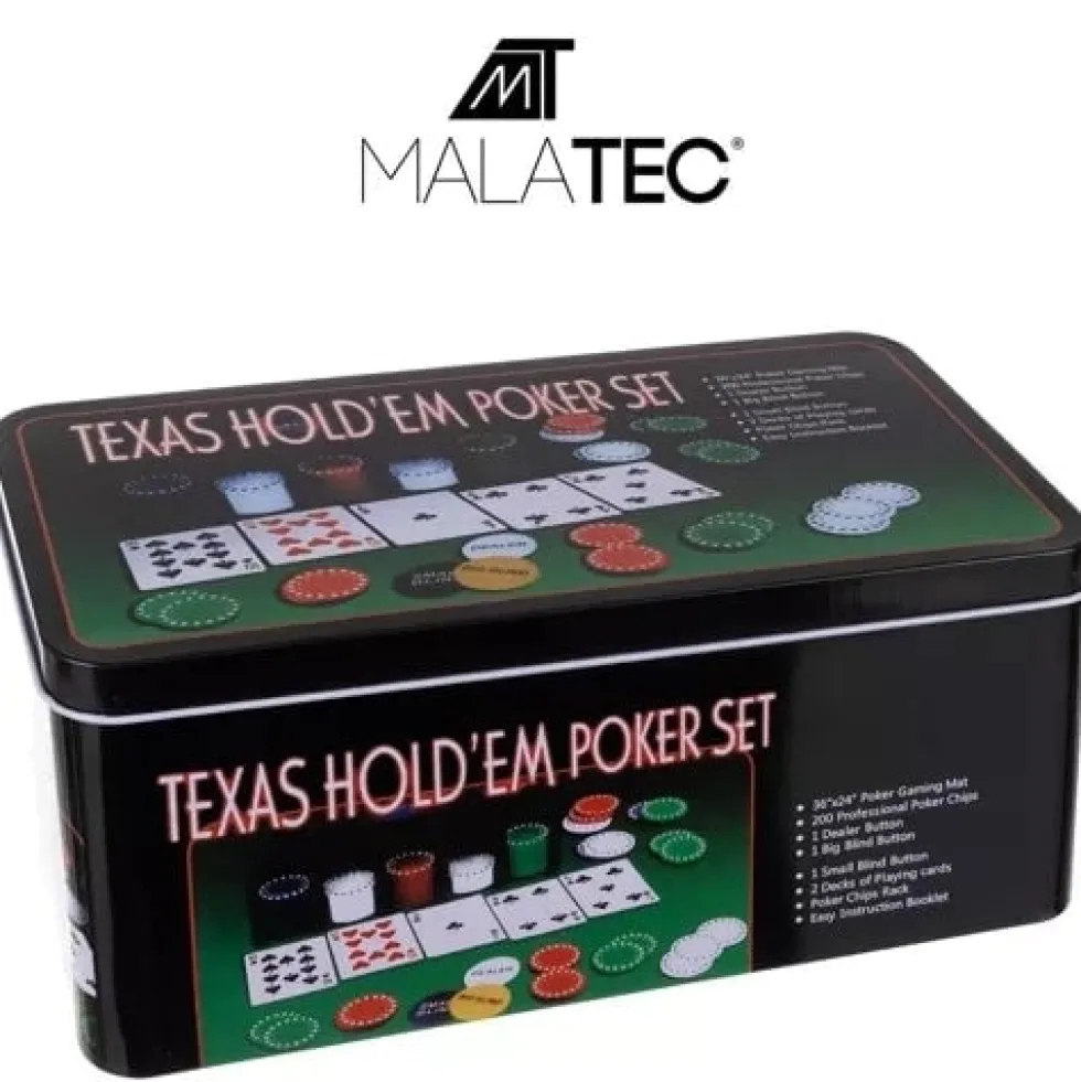 Pokerset 200 marker med spelmatta 92x58 cm, 2 kortlekar, metallbox
