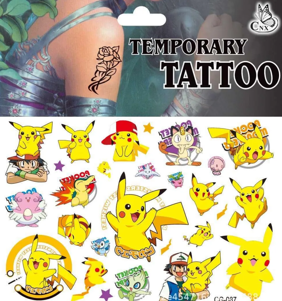 Pokémon tatueringar - 4 ark - Barn tatueringar - Pikachu
