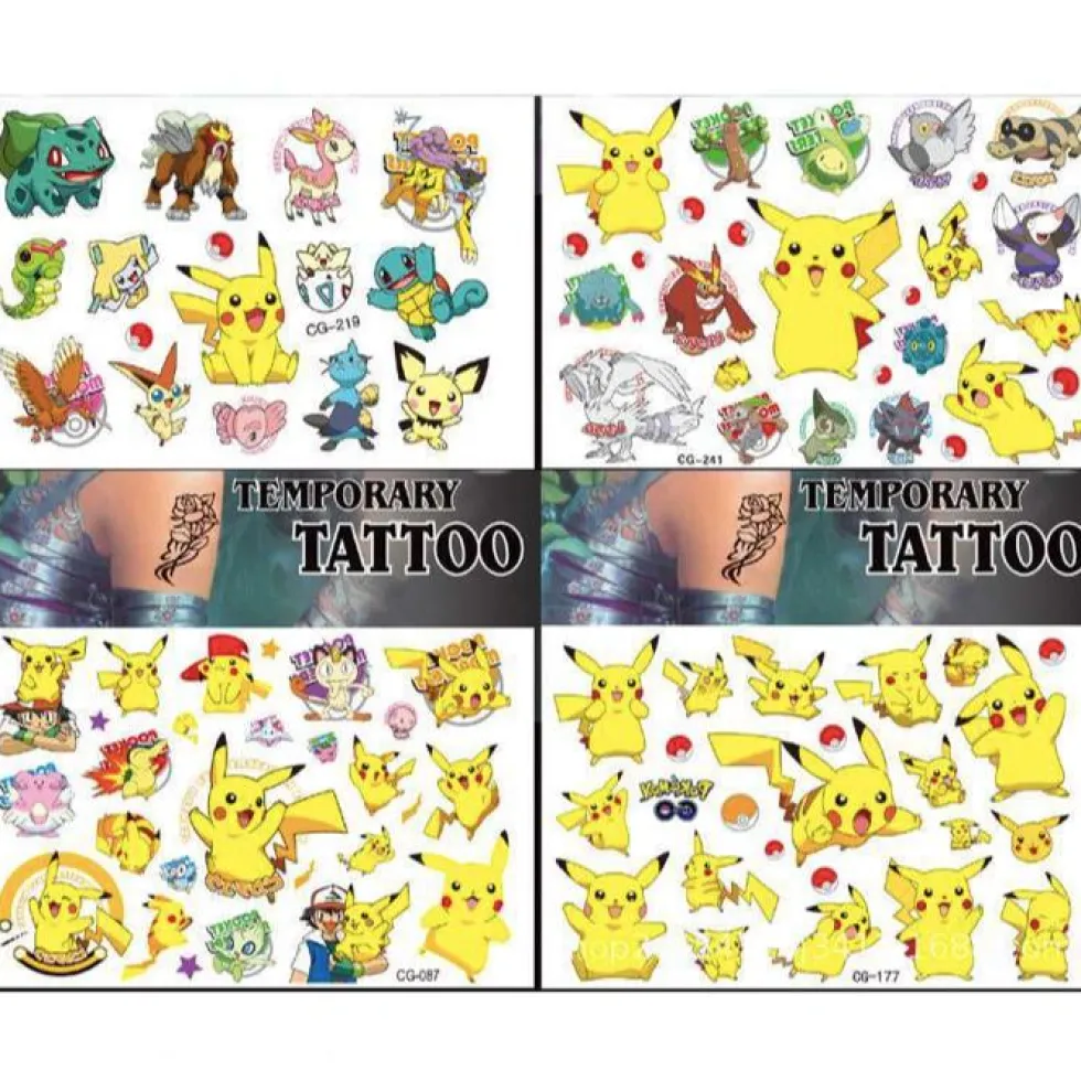 Pokémon tatueringar - 4 ark - Barn tatueringar - Pikachu