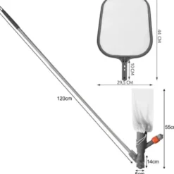 Poolstädningsset med vattendriven dammsugare & håv, teleskopstång 120 cm