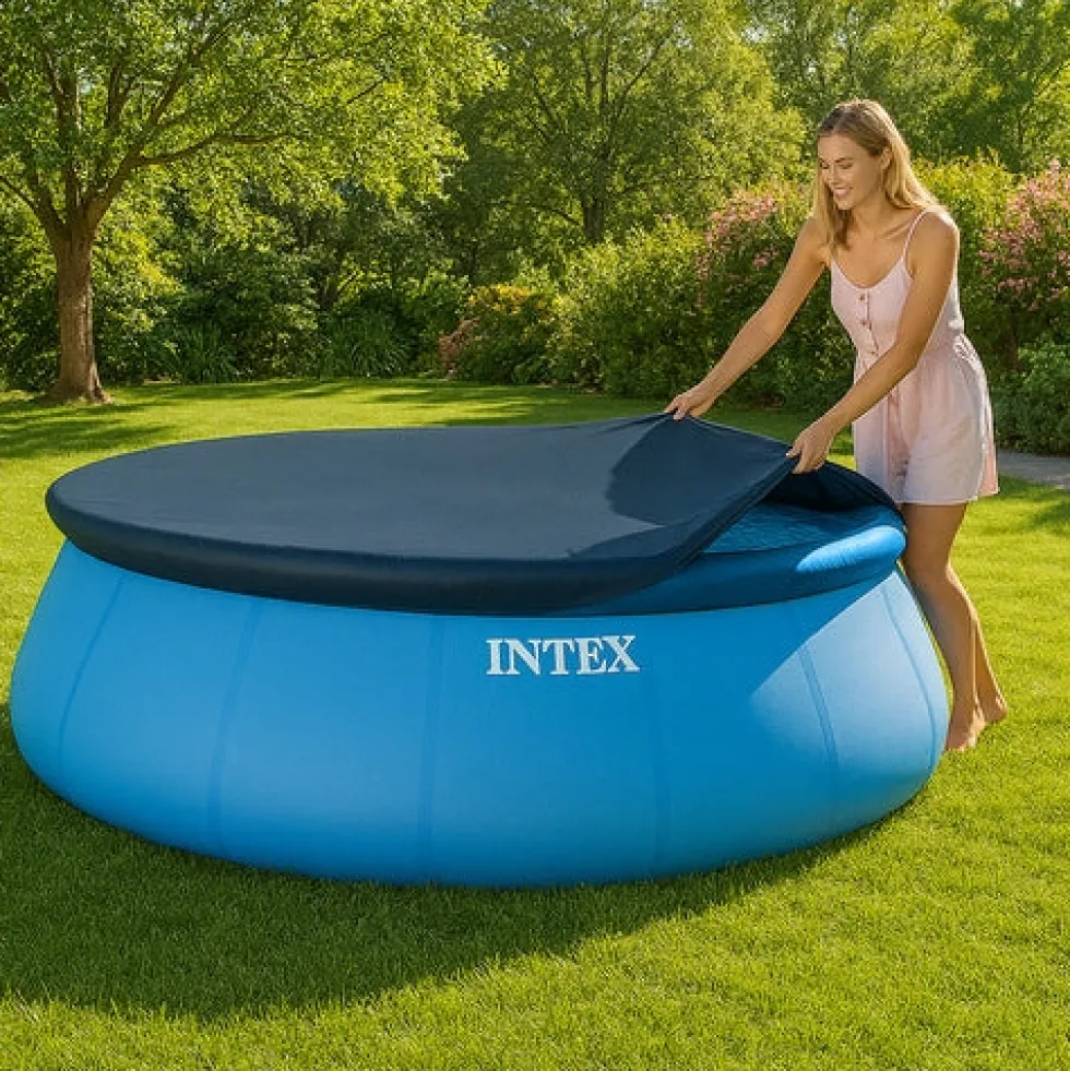 Poolöverdrag vinyl 244 cm för Intex Easy Set pool, mörkblå