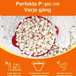 Popcornskål för mikrovågsugn i BPA fritt silikon