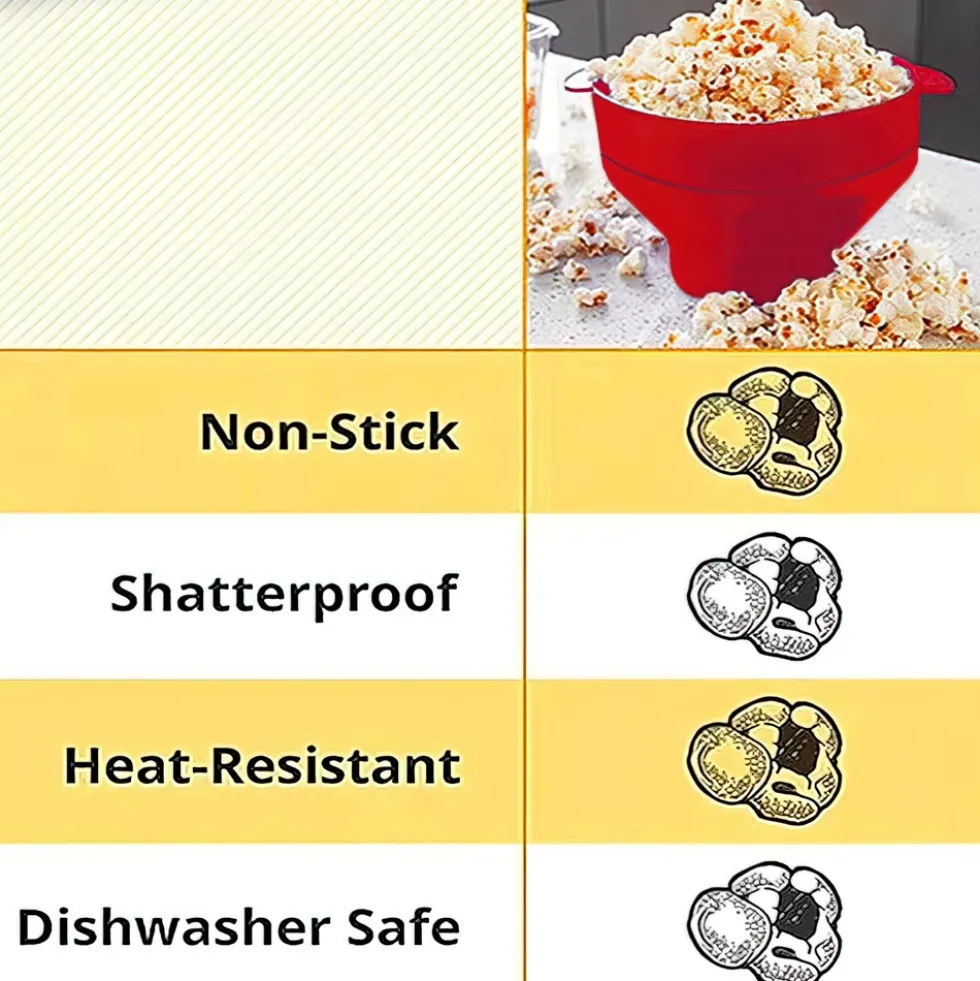 Popcornskål för mikrovågsugn i BPA fritt silikon